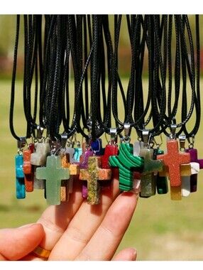Cross Shape Crystal Charm Necklace